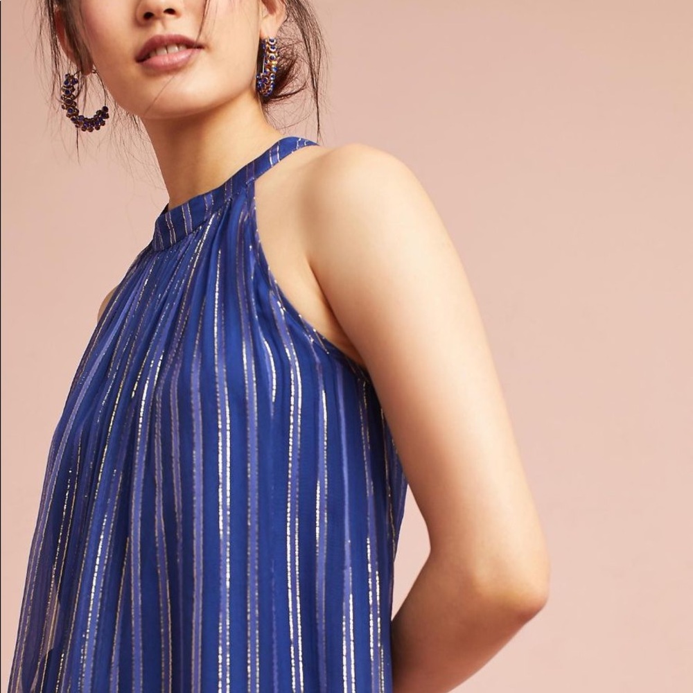 Anthropologie Ranna Gill Metallic Halter Top